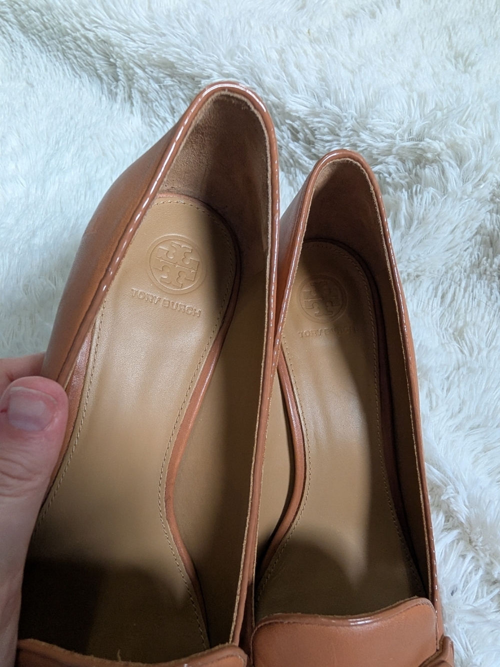 Tory Burch Tan Leather Loafer Chunky Square Heel Pumps Size 10 - Picture 4 of 7